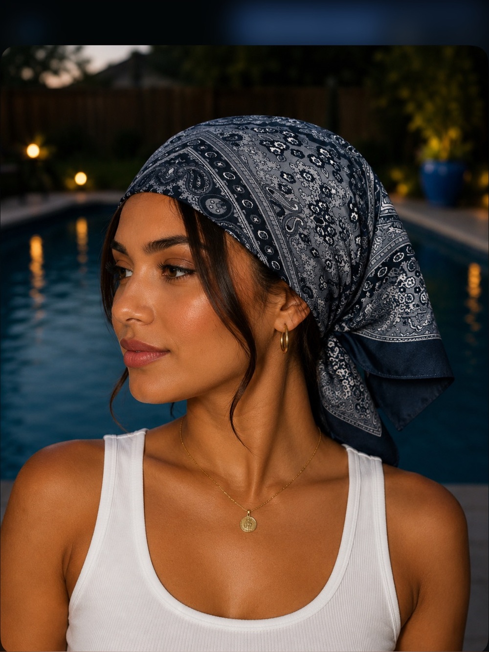 Vintage black print scarf